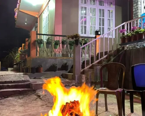 Bonfire on a mountain homestay